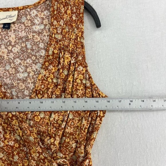 Universal Thread Wrap Dress Womens S Brown Floral V Neck Sleeveless Stretch Mini - Picture 3 of 11